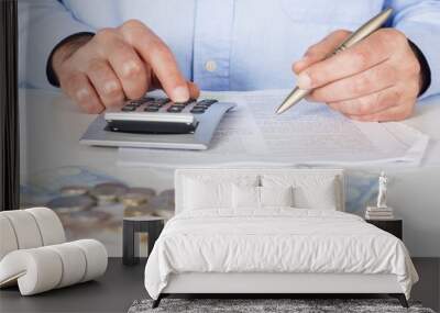 Business men working with documents and calculator Wall mural