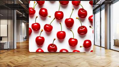 Top view of many red cherries as a mosaic Wall mural