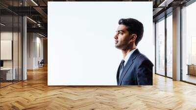 A profile portrait of a handsome man in suit and tie looking to side Wall mural