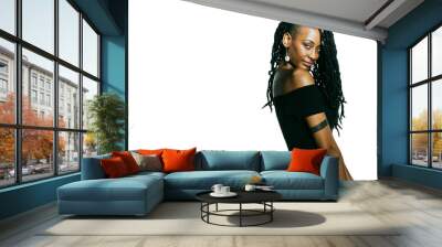 African American woman with dreadlocks looking at the camera Wall mural