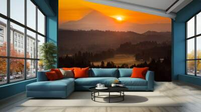 sunrise over the mountain Wall mural