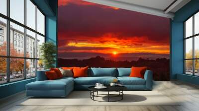 Sunrise of fire full of primary colors Wall mural