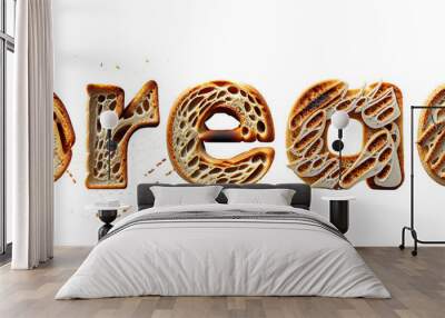 text bread made of toasted bread material  - generated by ai Wall mural