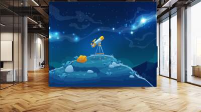 Telescope for astronomy and watching stars Wall mural