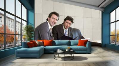 two businessmen with laptop Wall mural