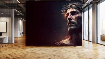 Jesus Christ, Savior of mankind. Banner 5:2. 14443x5777. Generative AI Wall mural