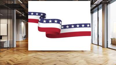 American ribbon flag on white background Wall mural