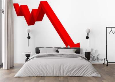 down financial arrows stock market crash Wall mural