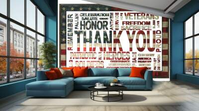 thank you with American flag and white background Wall mural