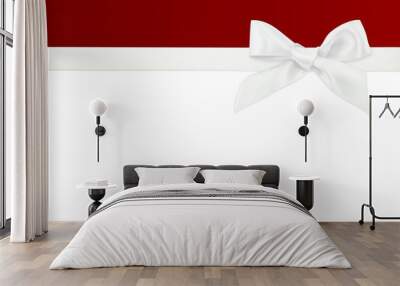 white ribbon on white and red background Wall mural