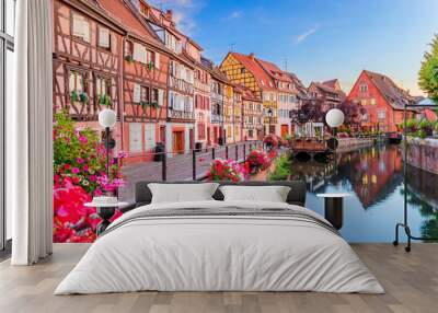 Colmar, Alsace. France. Petite Venice, water canal and traditional half timbered houses. Wall mural