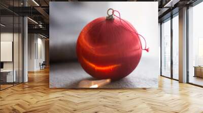 Christmas tree balls decor. Close up. Copy space. Wall mural