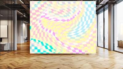 Distorted checkered pattern background, old school aesthetics backdrop digital art. Wall mural