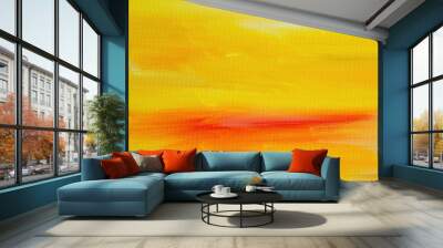 Hintergrund in Sonnengelb, Orange und Rot, Textur, Leinwand, Gouache-Farbe  Wall mural