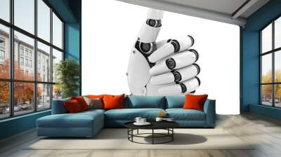 A robot hand giving thumbs up isolated on transparent background  Wall mural