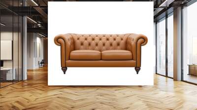 brown leather chesterfiel sofa isolated white Wall mural