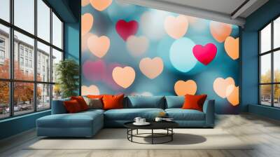 heart shaped lights with bokeh background. Saint valentine background - Wall mural