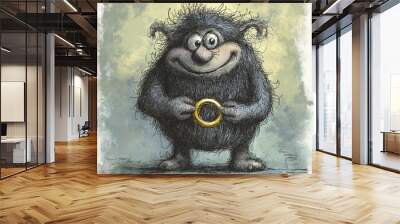 Cute Troll with Ring Wall mural