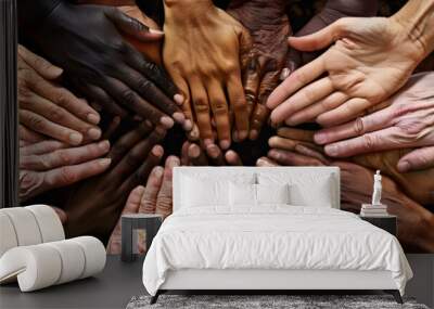 Many Cultural Hands Coming Together Wall mural