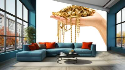 Hand Holding Beautiful gold ready to sell. Wall mural