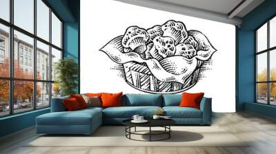 basket of muffins illustration Wall mural