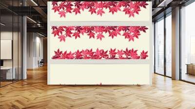 Set of three background design for horizontal banner template with branches of red leaves Wall mural