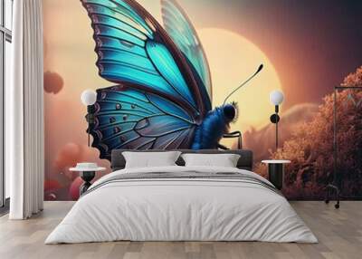 butterfly on the flower Wall mural