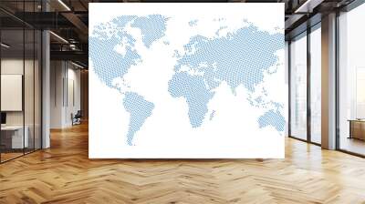 Black halftone circled dotted blue world map. Vector illustration. Dotted map in flat design. Vector illustration isolated on white background Wall mural