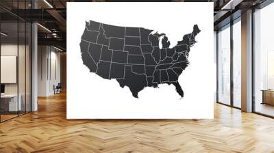 Map of USA in black color. Vector illustration isolated on white background Wall mural