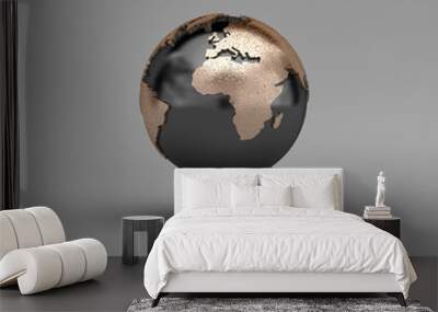 3D globe showing Europe and Africa over gray background Wall mural