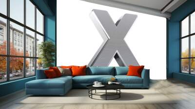 Letter X as brushed metal object over white Wall mural