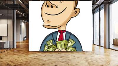 Businessman with money Wall mural