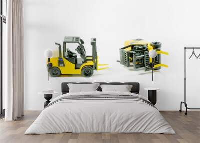 Accident of Diesel forklift on a white background Wall mural