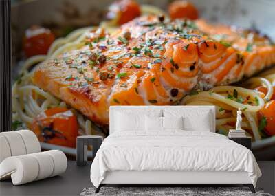 grilled salmon steak Wall mural