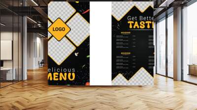 a vector template of food menu card design or menu template Wall mural