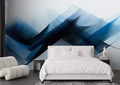 abstract blue black shapes octane highly flowing brush strokes illustration sand quantum computing layered paper background Wall mural