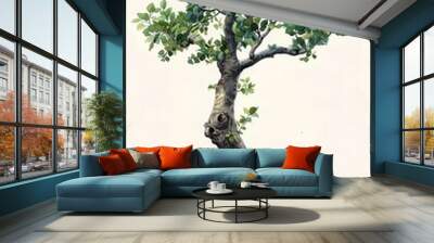 tree trunk leaves illustration shrubs ceramic base standing two feet avatar fig wood island Wall mural