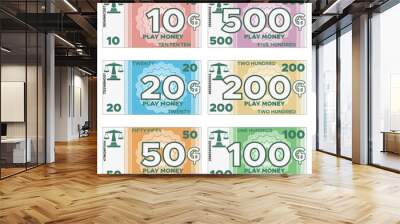 A set of play money. Isolated on white background. Vector illustration. Wall mural