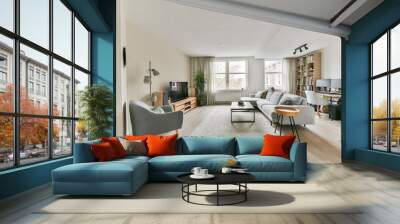 Bright living room in a modern luxury house Wall mural