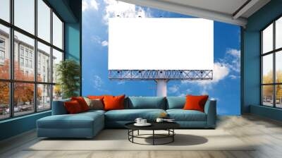 Blank billboard ready for new advertisement with blue sky backgr Wall mural