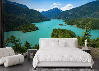 Lake Diablo Man Made Aqua Green Colored Lake in the North Cascades off Highway 20, Washington State, USA Wall mural