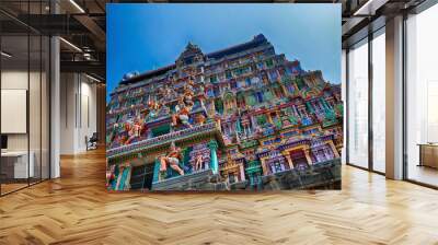 Highly decorated gopuram entrance to Shiva Nataraja temple Wall mural