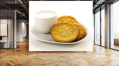 plain sugar cookies and cup of milk Wall mural