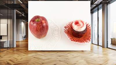 red apple vs red velvet cupcake Wall mural