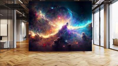 Abstract outer space nebula, endless galaxy background. A journey into the cosmos. Wall mural