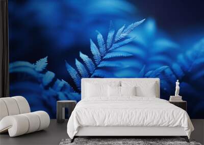 blue fern leaves nature background Wall mural