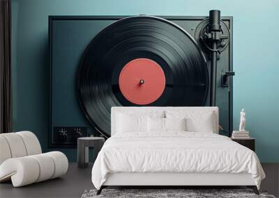 top view of a retro vinyl record player Wall mural