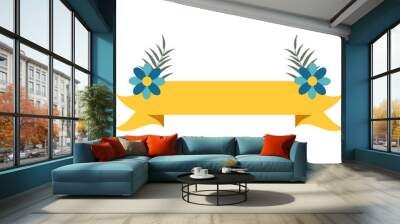 Ribbon With Flower Banner Wall mural