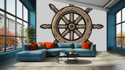 Symbol of sail. Nautical helm. Marine cruises Wall mural