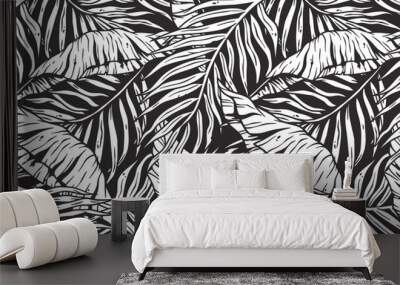 Tropical exotic leaves or plant seamless pattern for summer background and beach wallpaper Wall mural